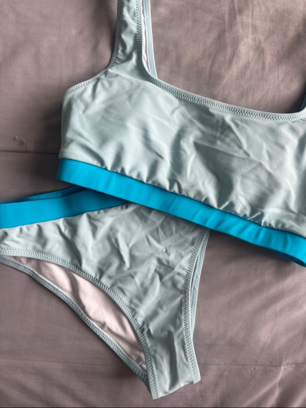 Light Blue Two-Piece Bikini with Bright Blue Trim - Women Swim